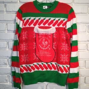 Ugly Christmas Sweater Sriracha Hot Chili Sauce Themed Adult small